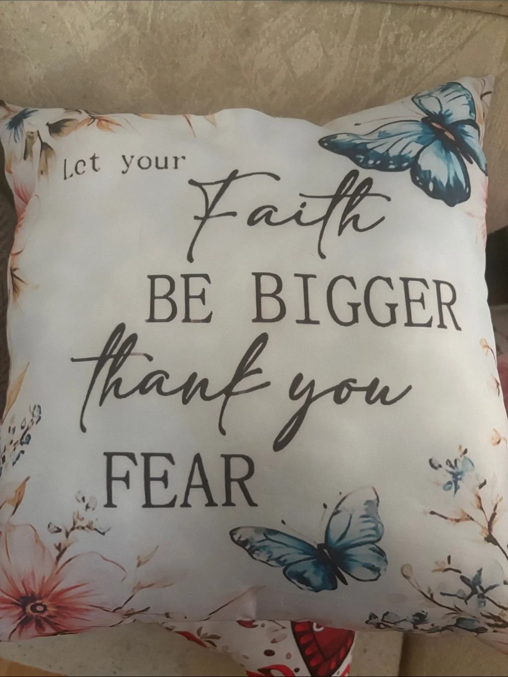 Inspirational Blue Butterfly Throw Pillow by